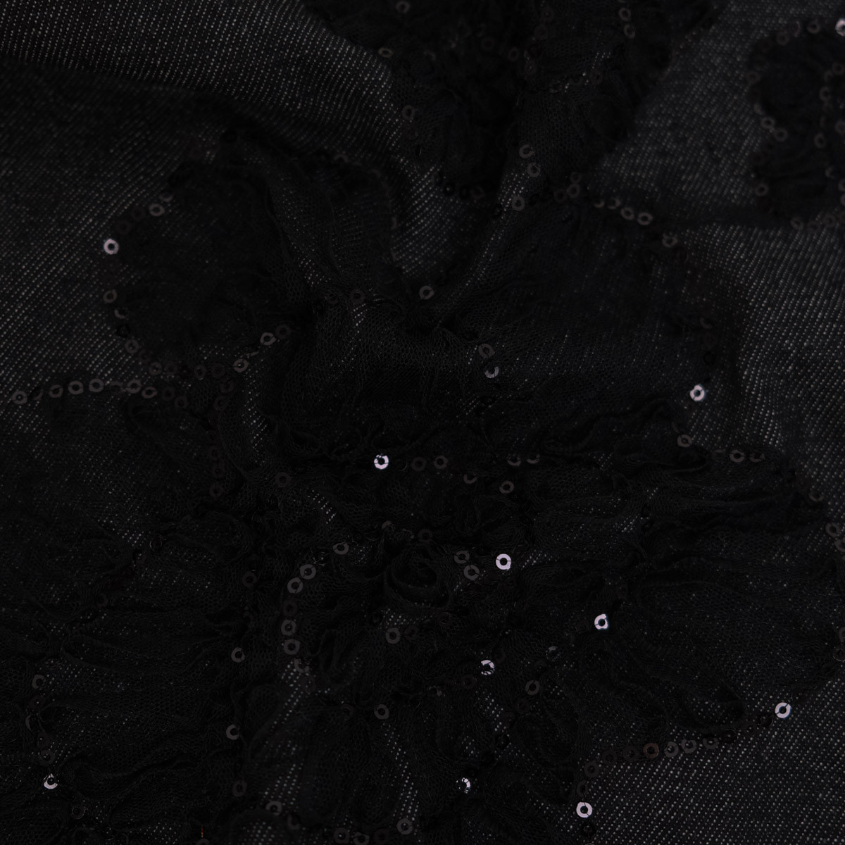 Black Denim with Tulle and Sequins - Sam - Maison Klem